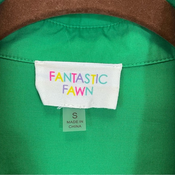 FANTASTIC FAWN Kelly Green Oversized Raw Shirt Size S - Picture 2 of 9